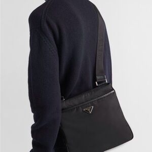 Authentic Prada Dark Navy Nylon and Saffiano Shoulder Messenger Bag NWOT